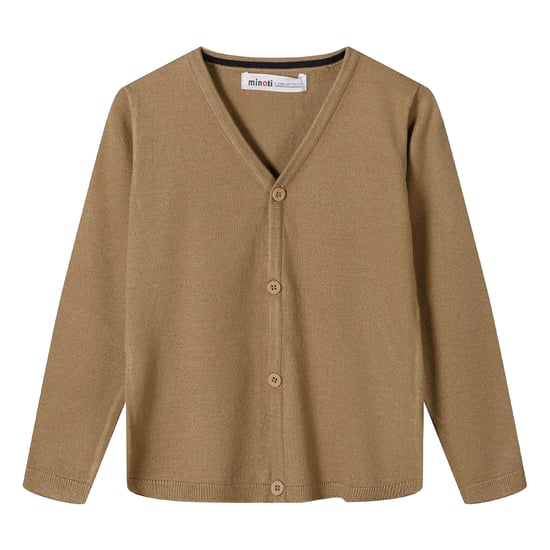 Minoti - Strickjacke für Jungen, Button-Down-Kragen, Feinstrick (Beige) - Image 1