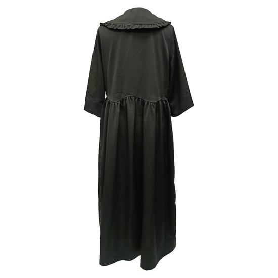 Ganni Maxikleid mit gerüschtem Kragen und Smokdetails aus schwarzem Polyester - Image 3