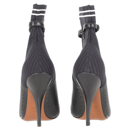 Fendi gestreifte Socken-Ankle-Boots aus schwarzem Leder - Image 3