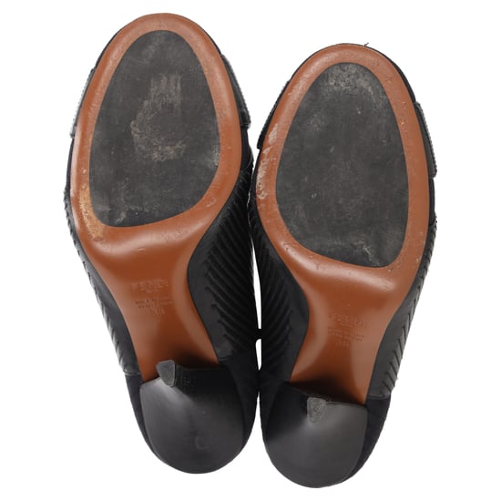 Fendi gestreifte Socken-Ankle-Boots aus schwarzem Leder - Image 5