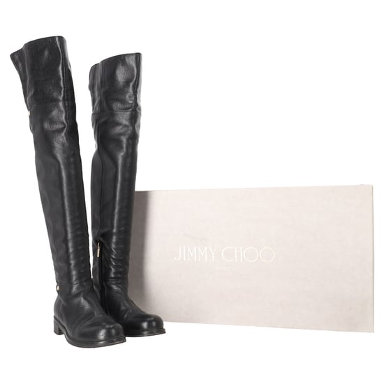 Jimmy Choo Deron Kniehohe Stiefel aus schwarzem Leder - Image 6