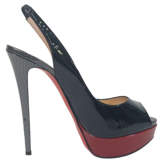 Christian Louboutin Lady Peep Sling 150 Pumps aus schwarzem Lackleder - Image 1