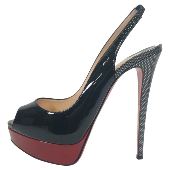 Christian Louboutin Lady Peep Sling 150 Pumps aus schwarzem Lackleder - Image 4