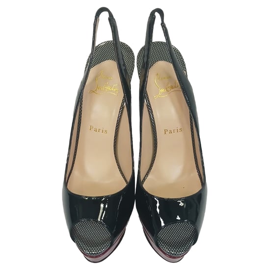 Christian Louboutin Lady Peep Sling 150 Pumps aus schwarzem Lackleder - Image 5