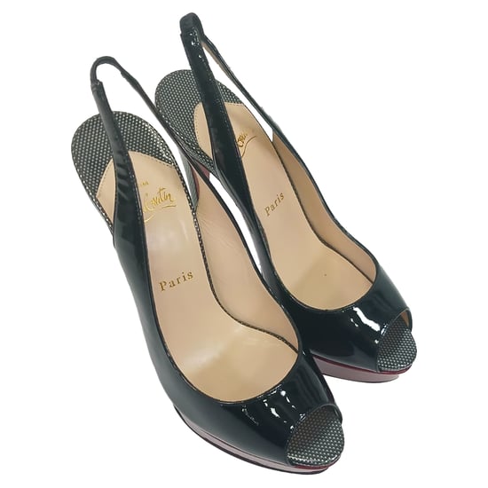 Christian Louboutin Lady Peep Sling 150 Pumps aus schwarzem Lackleder - Image 6