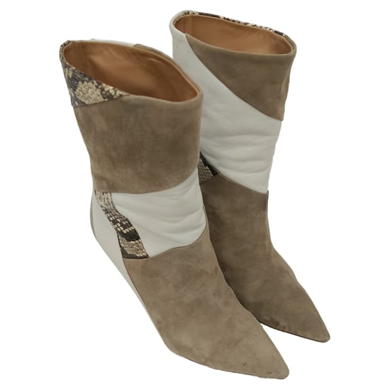 Aquazzura Calder Stiefeletten in Schlangenlederoptik aus mehrfarbigem Wildleder - Image 5
