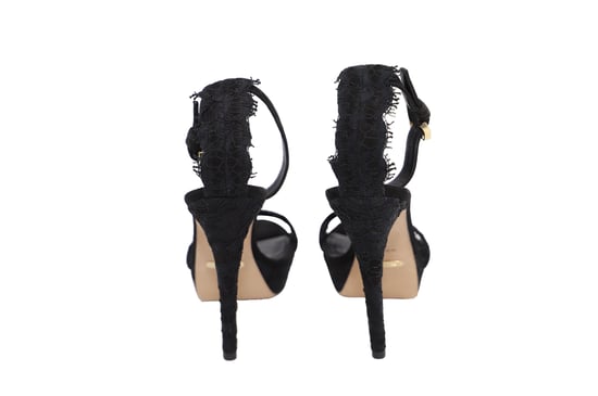 Burberry Polesden 120 Plattformsandalen mit Spitze aus schwarzem Wildleder - Image 3
