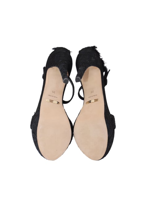 Burberry Polesden 120 Plattformsandalen mit Spitze aus schwarzem Wildleder - Image 4