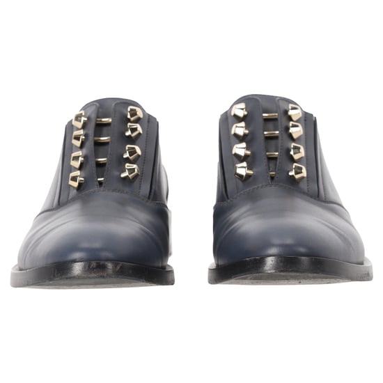 Balenciaga Derby-Schuhe mit Nieten aus marineblauem Leder - Image 4