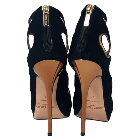 Jimmy Choo Cut-Out Sandalen mit Absatz aus schwarzem Wildleder - Image 3