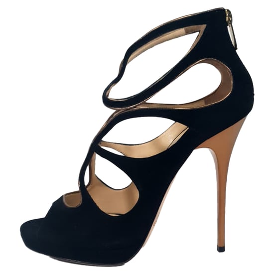 Jimmy Choo Cut-Out Sandalen mit Absatz aus schwarzem Wildleder - Image 4