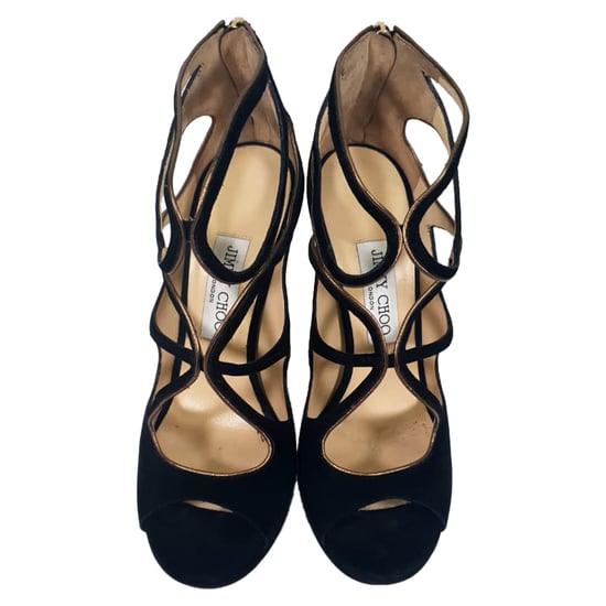 Jimmy Choo Cut-Out Sandalen mit Absatz aus schwarzem Wildleder - Image 5