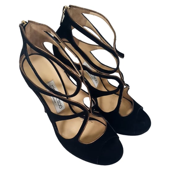 Jimmy Choo Cut-Out Sandalen mit Absatz aus schwarzem Wildleder - Image 6