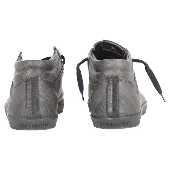 Burberry High-Top-Sneaker mit Karomuster aus grauem beschichtetem Canvas - Image 3