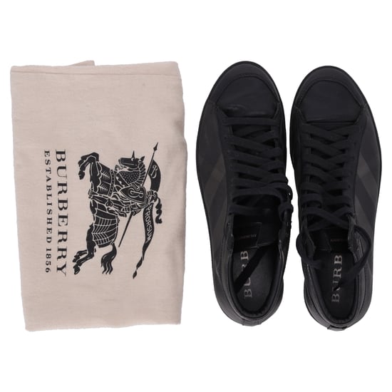 Burberry High-Top-Sneaker mit Karomuster aus grauem beschichtetem Canvas - Image 6