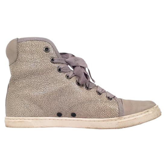 Lanvin High-Top-Sneaker aus strukturiertem beigefarbenem Leder - Image 1