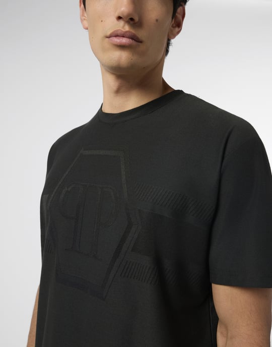 Round Neck T-Shirt Jacquard Hexagon Line - Image 3