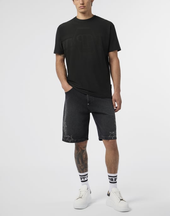 Round Neck T-Shirt Jacquard Hexagon Line - Image 4