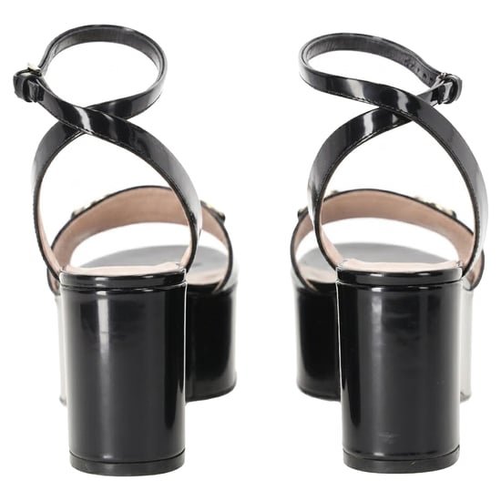 Gucci Horsebit Plateau-Sandalen mit Knöchelriemen aus schwarzem Kalbsleder - Image 3