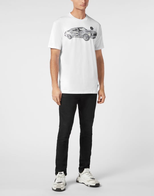 Philipp Plein Rundhals-T-Shirt Racing - Weiß - Image 3