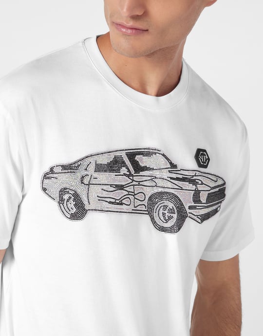Philipp Plein Rundhals-T-Shirt Racing - Weiß - Image 5