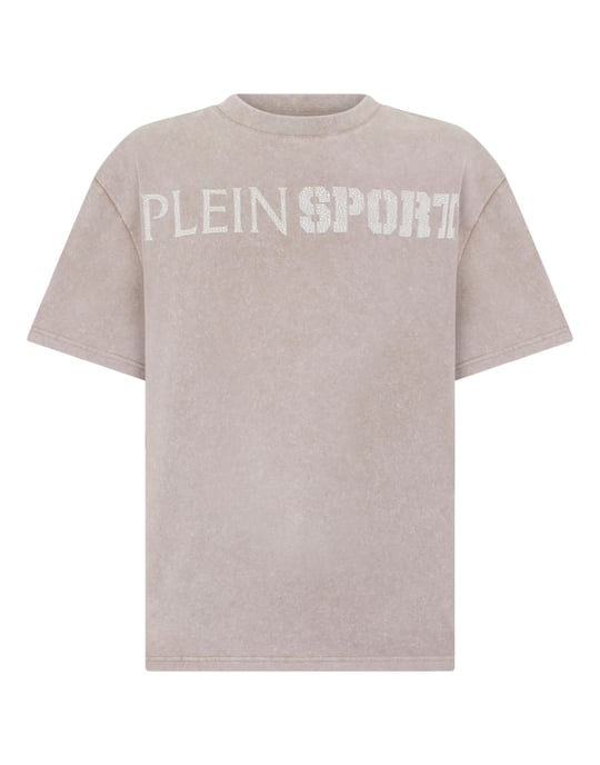 Washed Round Neck T-Shirt Crackle Scratch - Image 1