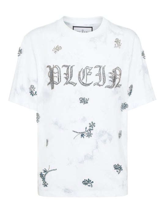 Philipp Plein T-Shirt mit Print, Man Fit - Hellblau - Image 1