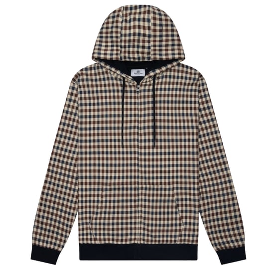 Aquascutum Active Club Check Kapuzenpullover Mit Durchgehendem Reißverschluss, Marineblau - Image 1
