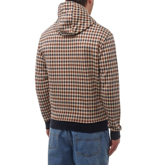Aquascutum Active Club Check Kapuzenpullover Mit Durchgehendem Reißverschluss, Marineblau - Image 4