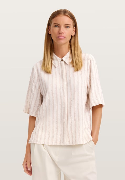 Bugatti Damen Bluse kurzarm gestreift mit Hemdkragen - Image 1