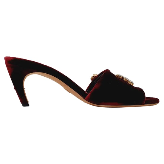 Dior Soul Swarovski Strass-Mules in burgunderrotem Samt - Image 1