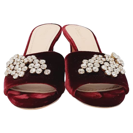Dior Soul Swarovski Strass-Mules in burgunderrotem Samt - Image 2
