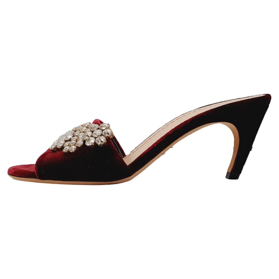 Dior Soul Swarovski Strass-Mules in burgunderrotem Samt - Image 4