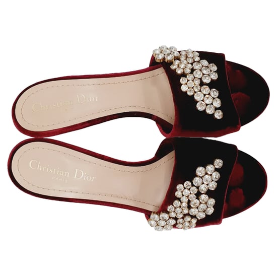 Dior Soul Swarovski Strass-Mules in burgunderrotem Samt - Image 5