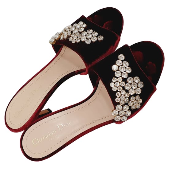 Dior Soul Swarovski Strass-Mules in burgunderrotem Samt - Image 6
