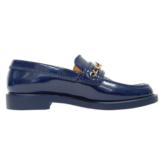 Chanel Loafer mit glänzendem Logo aus blauem Kalbslackleder - Image 1