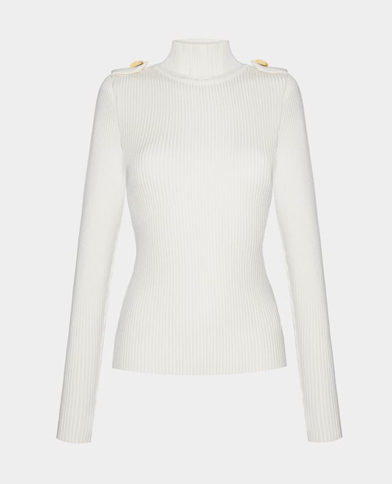 BENU Weißer Damen Merinowolle Rollkragenpullover - Image 4