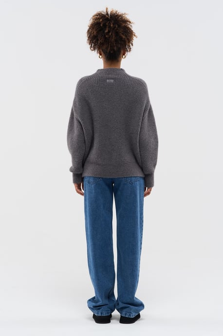 BENU Grauer Damen Alpaka Wollpullover - Image 3