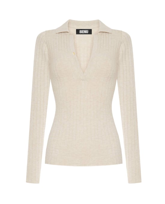 BENU Beiger Damen Pullover - Image 3