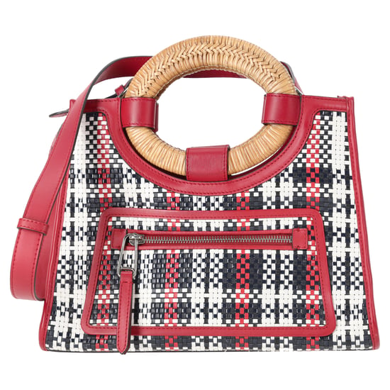 Fendi Runaway Karo Shopper Tote Bag aus rotem Canvas - Image 1