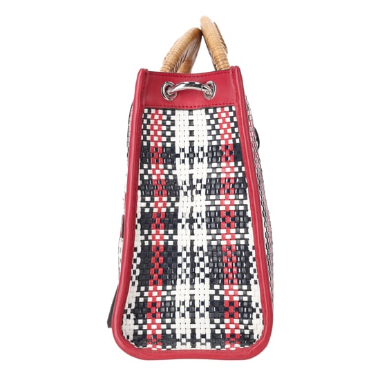 Fendi Runaway Karo Shopper Tote Bag aus rotem Canvas - Image 2