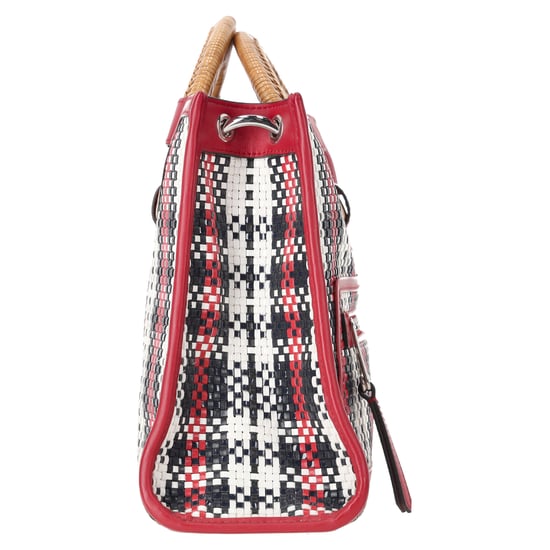 Fendi Runaway Karo Shopper Tote Bag aus rotem Canvas - Image 4
