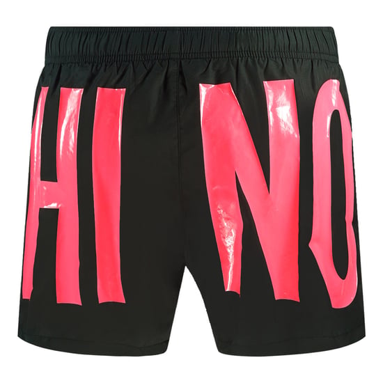 Moschino Badeshorts Mit Großem Rosa Logo In Schwarz - Image 2