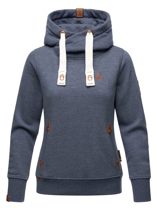 Navahoo Damen Hoodie Namikaa – Kuscheliger Kapuzenpullover mit Hochkragen & Kunstleder-Details - Image 1