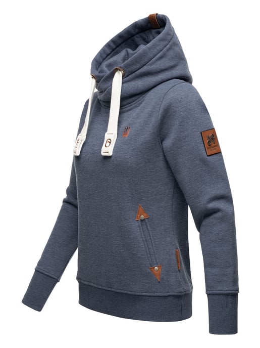 Navahoo Damen Hoodie Namikaa – Kuscheliger Kapuzenpullover mit Hochkragen & Kunstleder-Details - Image 2