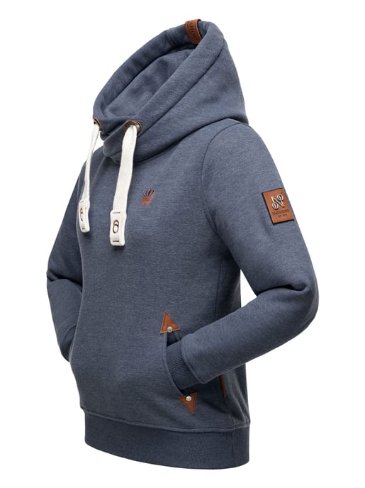 Navahoo Damen Hoodie Namikaa – Kuscheliger Kapuzenpullover mit Hochkragen & Kunstleder-Details - Image 4