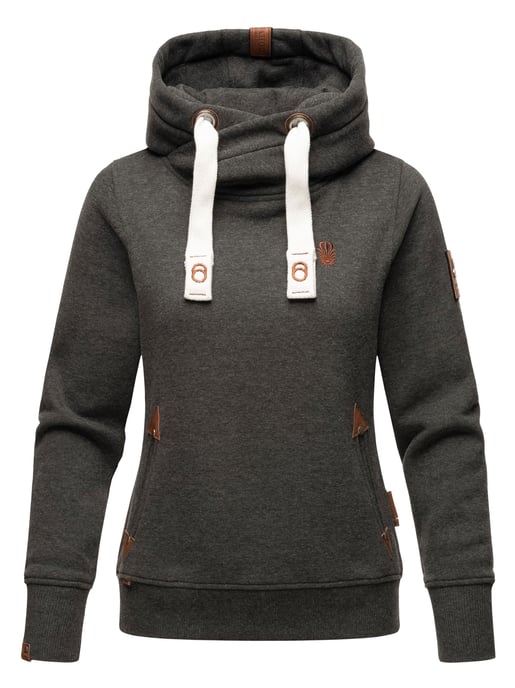 Navahoo Damen Hoodie Namikaa – Kuscheliger Kapuzenpullover mit Hochkragen & Kunstleder-Details - Image 1
