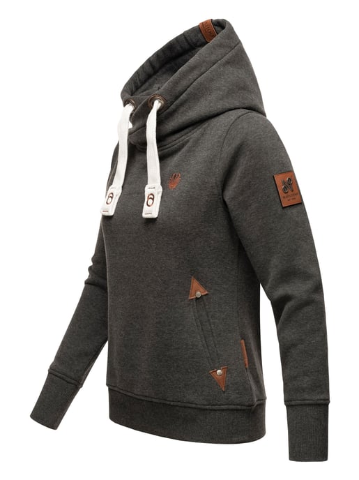Navahoo Damen Hoodie Namikaa – Kuscheliger Kapuzenpullover mit Hochkragen & Kunstleder-Details - Image 2