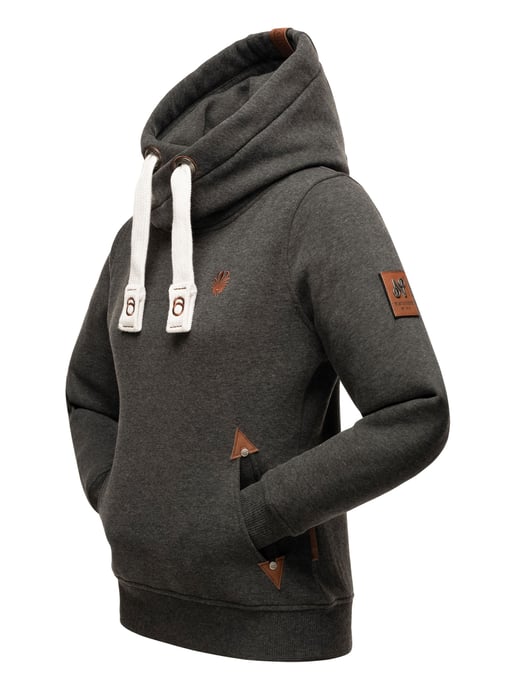 Navahoo Damen Hoodie Namikaa – Kuscheliger Kapuzenpullover mit Hochkragen & Kunstleder-Details - Image 4