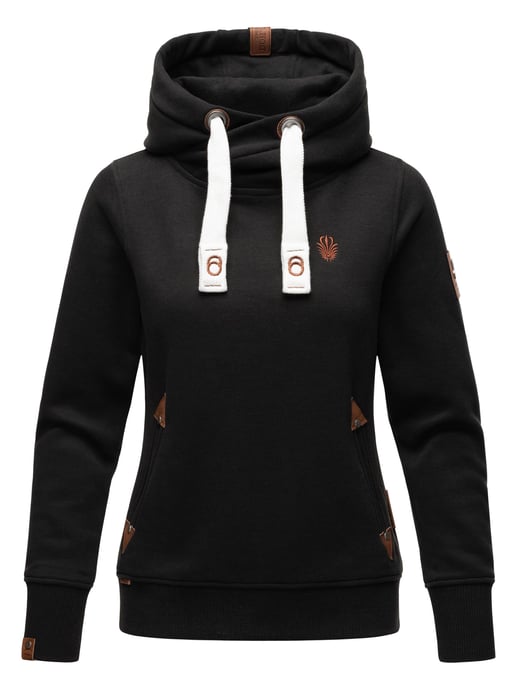 Navahoo Damen Hoodie Namikaa – Kuscheliger Kapuzenpullover mit Hochkragen & Kunstleder-Details - Image 1